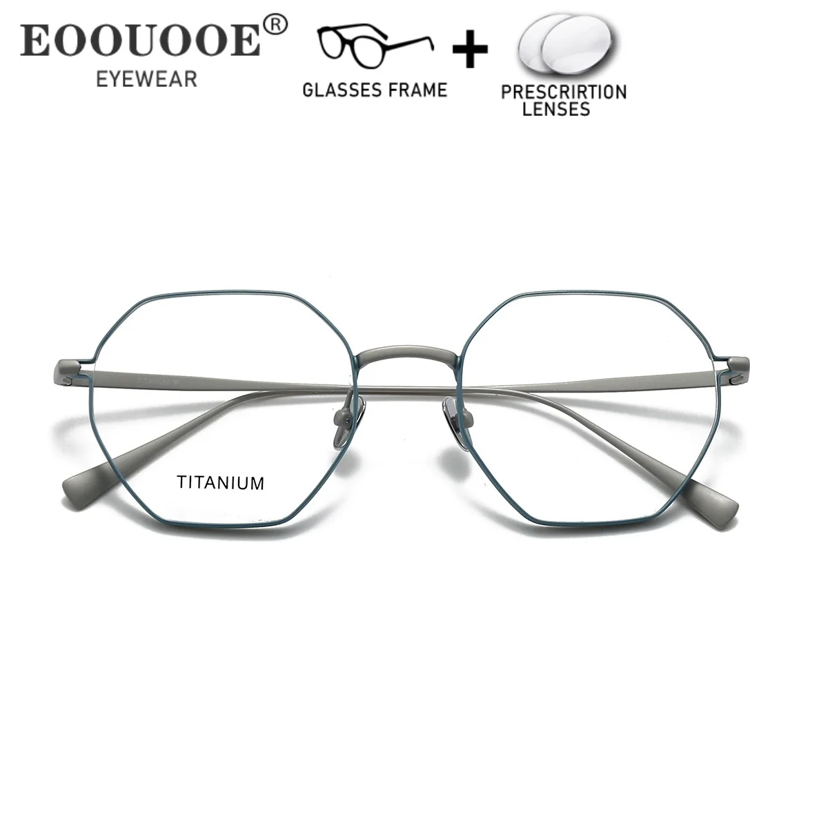 

Polygon Design Pure Titanium Eyewear Prescription Custom Myopia Hyperopia Single View Lenses Progressive Optical Eyeglasses