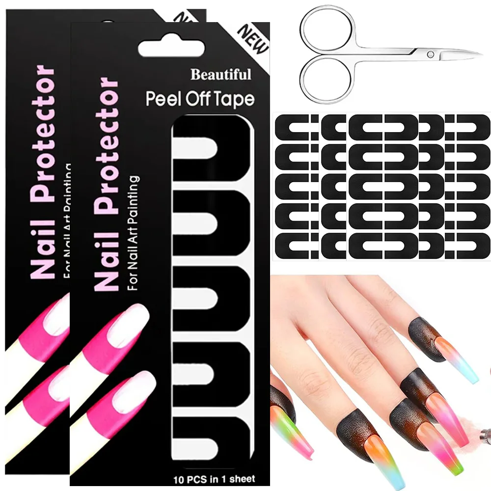 50/100/150pcs Nail Polish Protector for Fingers U-Shaped Nail Painting Protection Peel Off Tape for French Tip Stamp Nails Tools