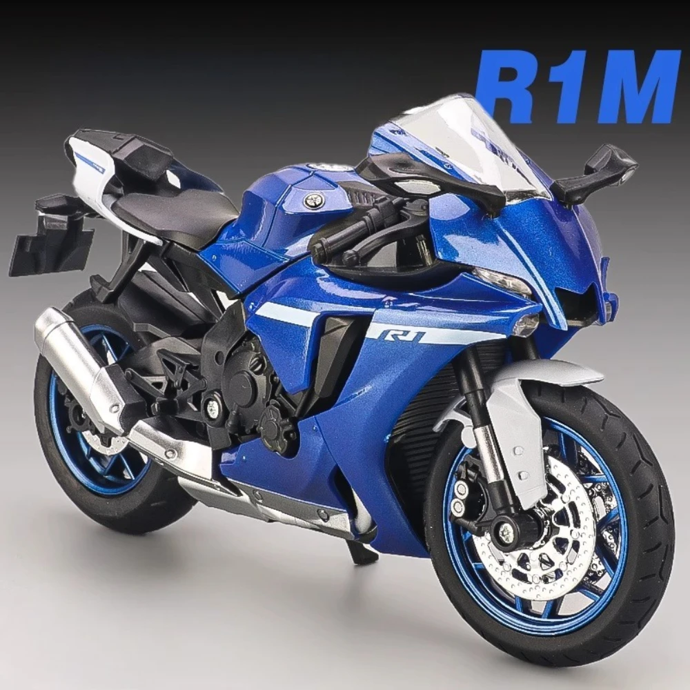 

1:12 R1 RRS1000 Alloy Motorcycle Model Diecast Car Front Wheel Steering Rear Wheel Suspension Rubber Tires Cars Birthday Present