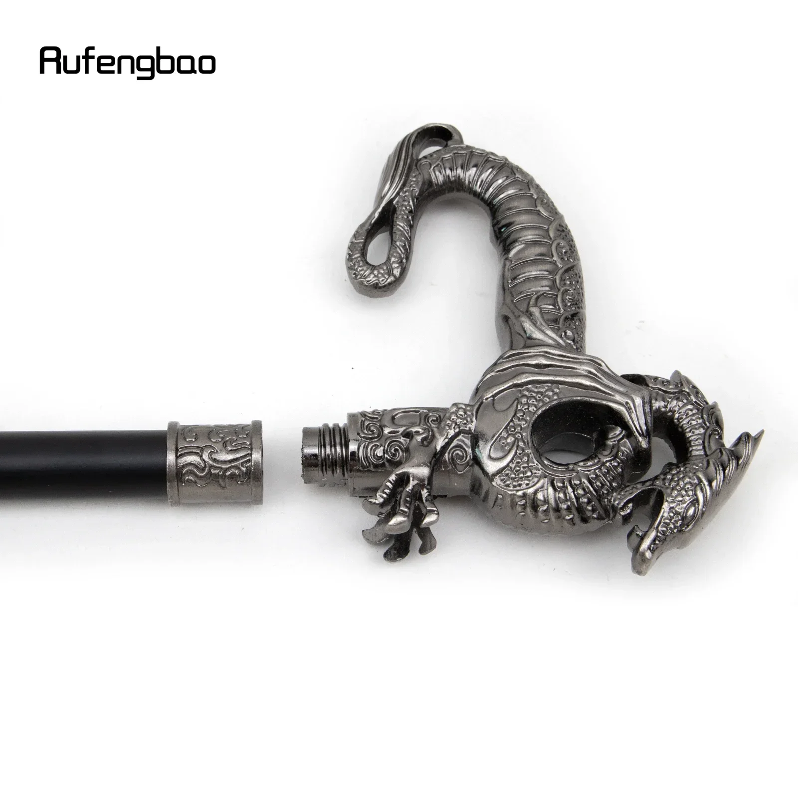 ไม้เท้าเดินแบบเดี่ยวลายมังกรสีเงินสุดหรู สำหรับตกแต่ง คอสเพลย์ งานปาร์ตี้ แฟชั่น ไม้เท้าเดินสำหรับฮาโลวีน ความยาว 93 ซม.