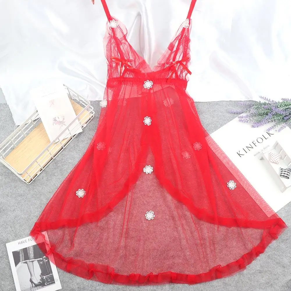 نمط جديد حار بيع الملابس الداخلية الدانتيل الملابس الداخلية ثونغ g-سلسلة نوم أكمام تنورة ثوب النوم الأقواس تنورة #3