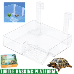 1Pc Acrylic Turtle Basking Platform Hanging Transparent Floating Turtle Dock Height Adjustable Turtle Tank Platform for Aquarium