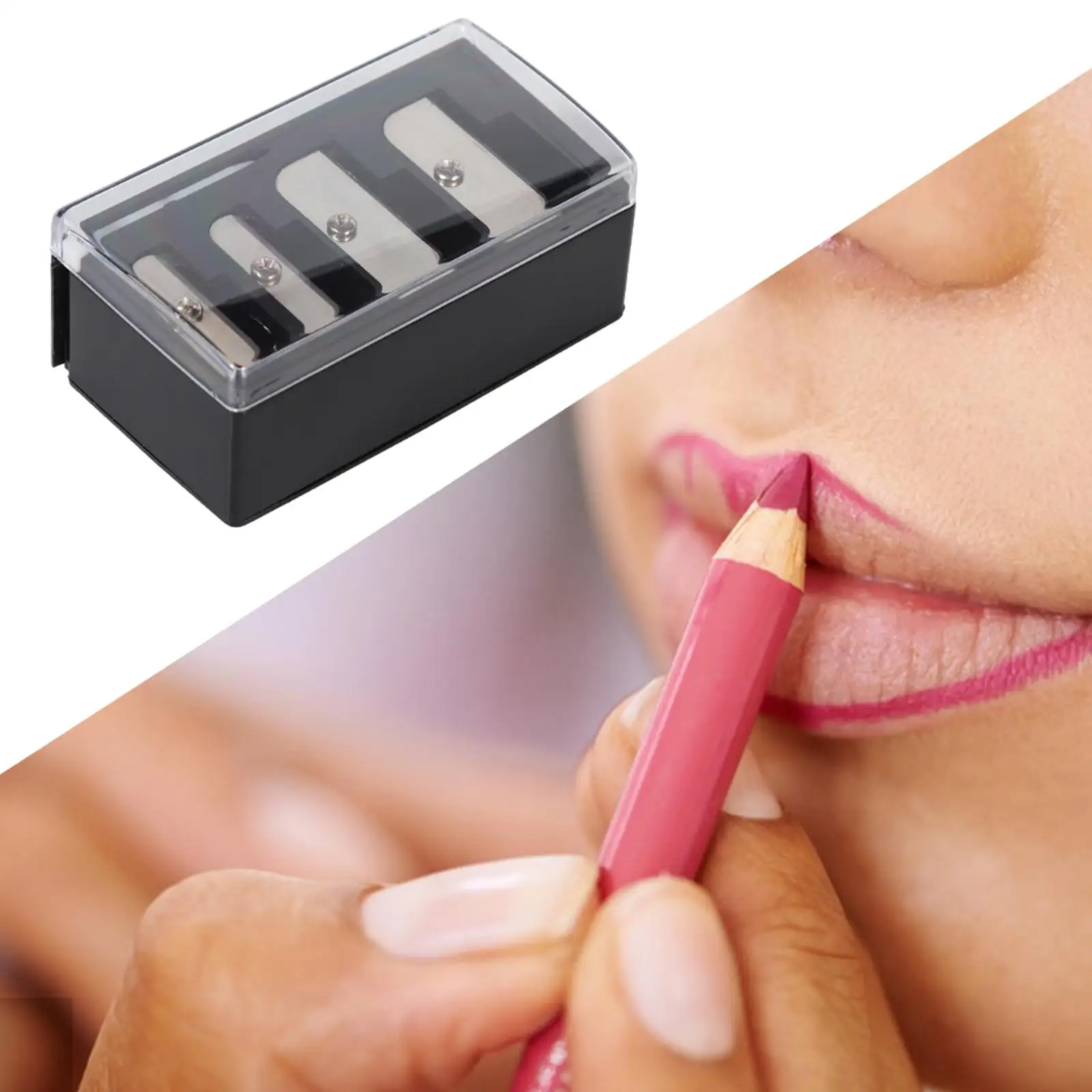 Cosmetic Pencil Sharpener Portable Lip Liner Sharpener 4 Holes for Travel Home Office