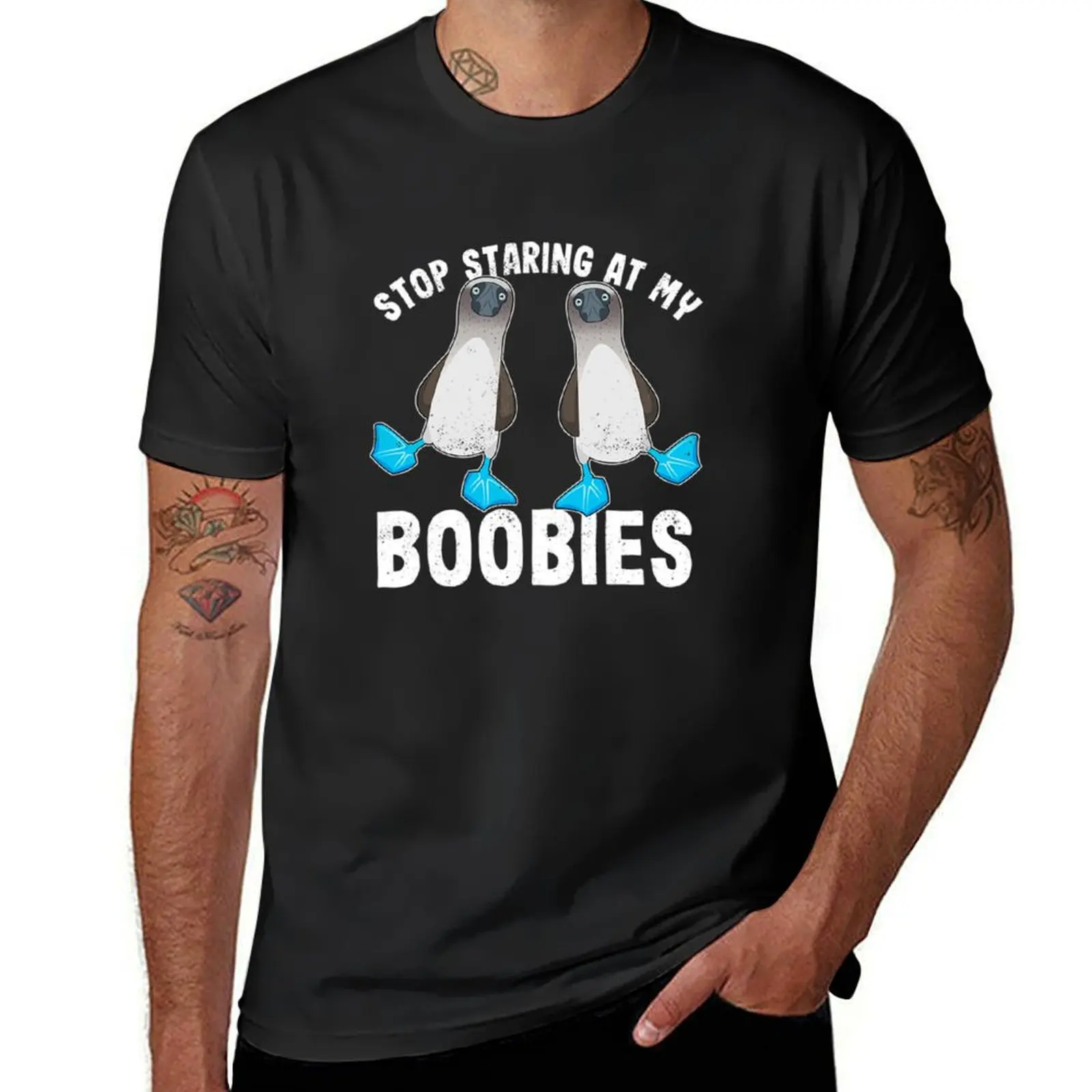 Stop staring at my Boobies - Funny Birds T-shirt oversizeds tops cute tops kawaii clothes t shirt for men