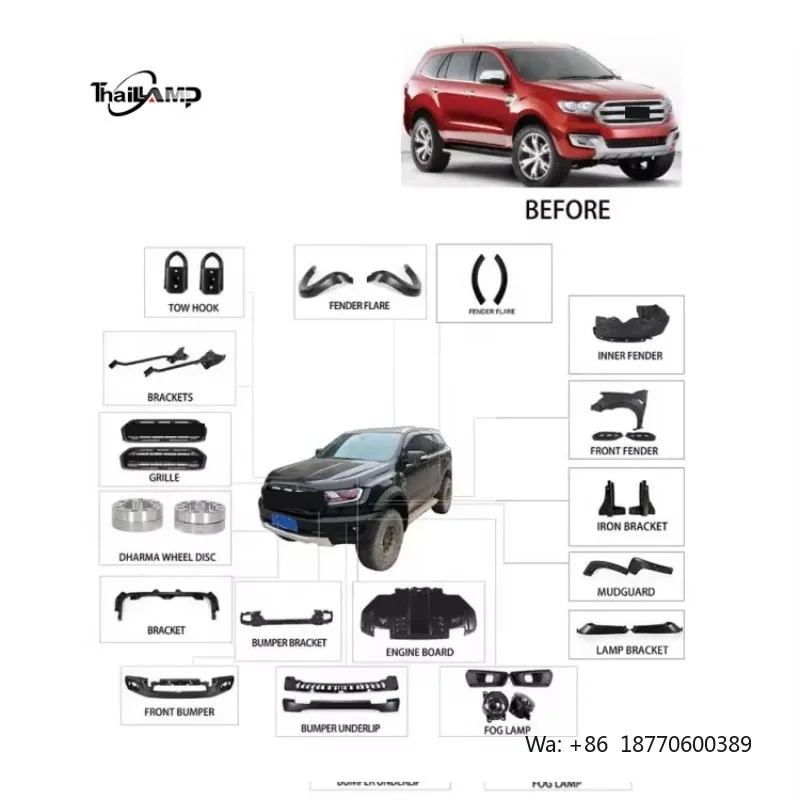 

Factory Direct Sales Auto Exterior Kit Complete Body Pickup Car Grille Bumper Body Kits for Everest Upgrade Raptor
