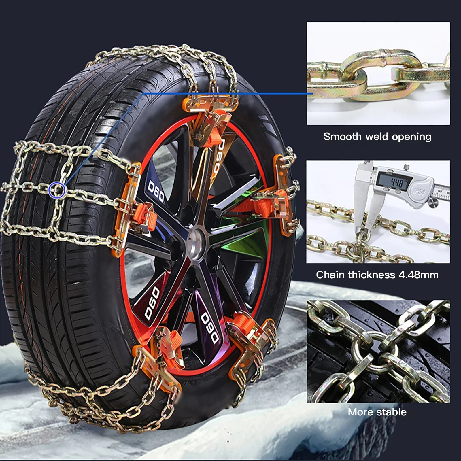 1PCS Snow Ice Chains Belt Steel Winter Truck Car Wheels Tyre Tire Winter Anti-skid Vehicles SUV Wheel Chain Mud Road Safety