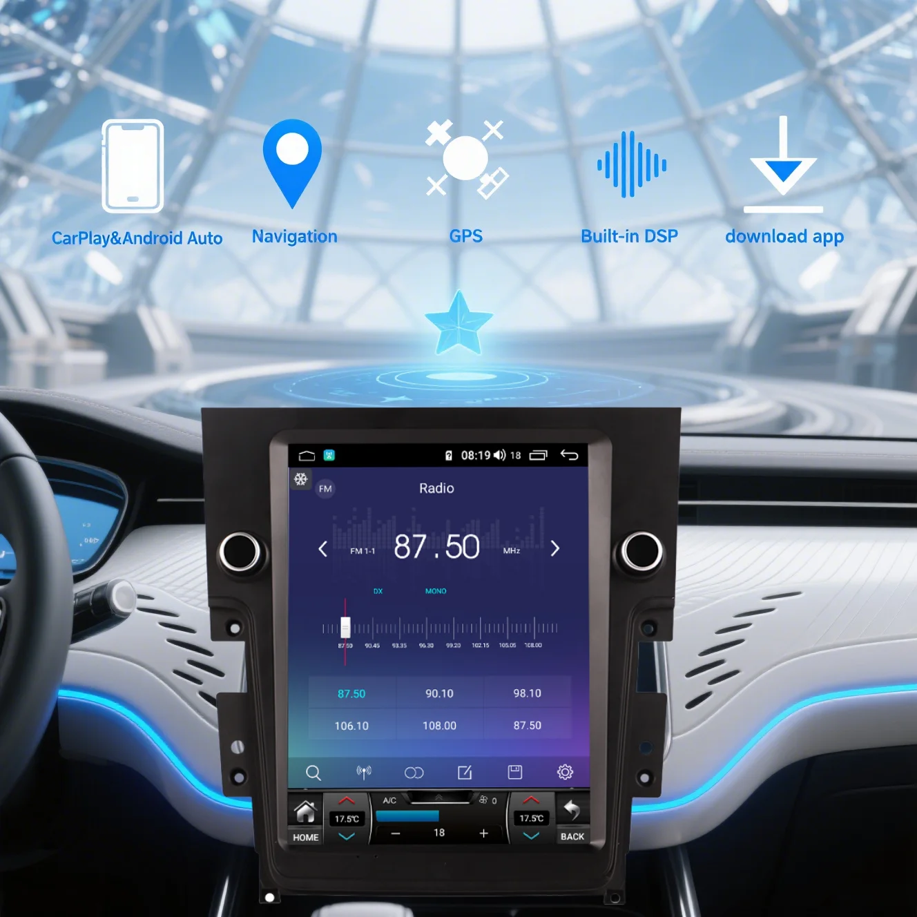 12,1 "Android 14 para Lincoln Navigator 2014-2017 Radio de coche navegación GPS Carplay Auto reproductor Multimedia unidad principal