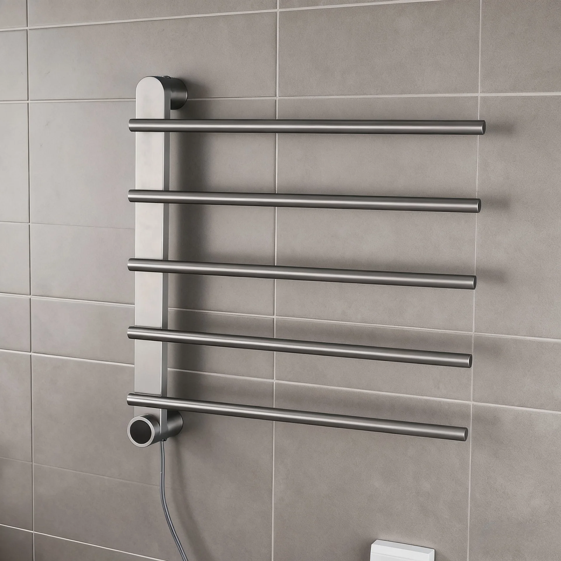 Surface mounted electric towel rack household bathroom intelligent heating drying towel rack carbon fiber perforated rack