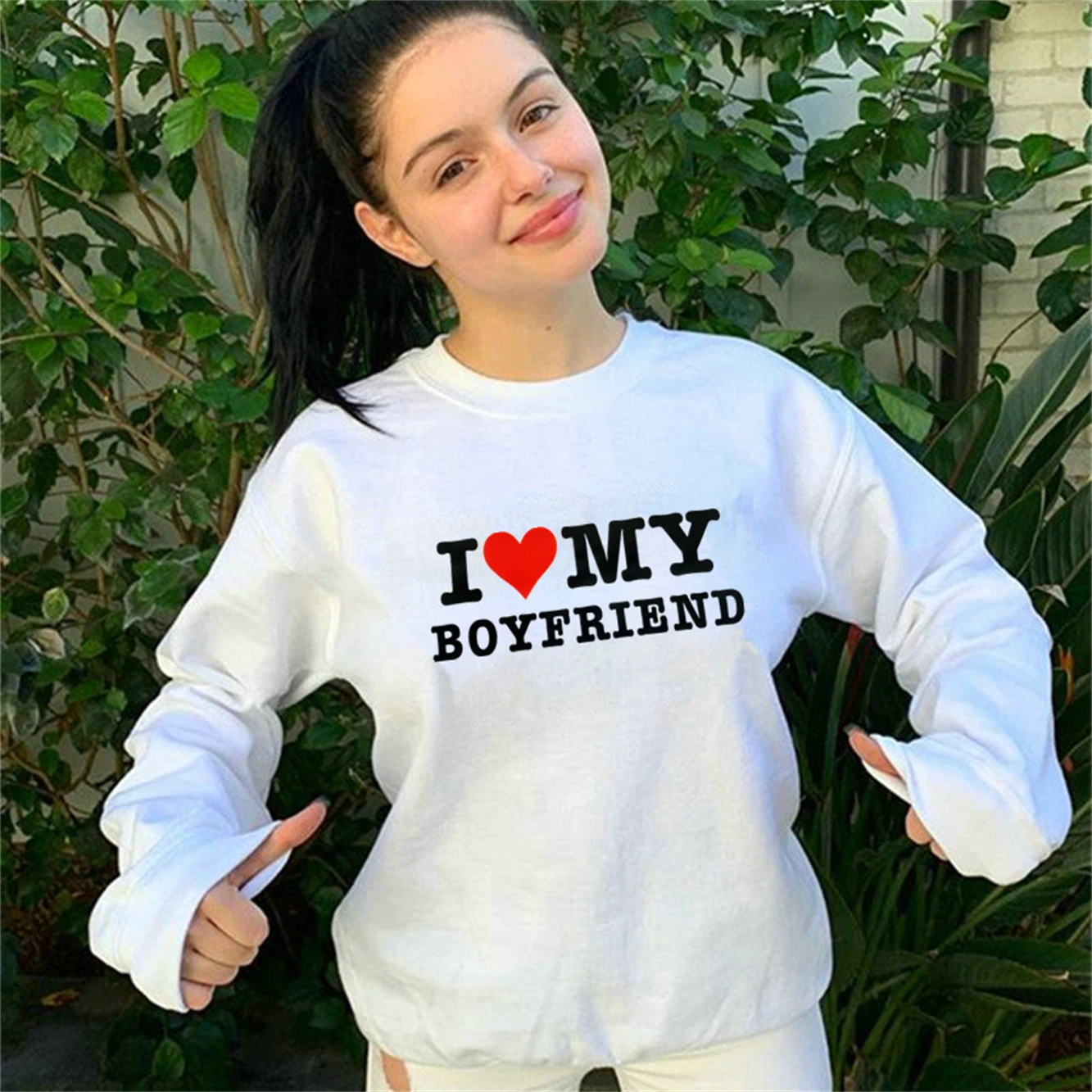 I LOVE MY BOYFRIEND Autumn Fashion Girls Cotton Long-Sleeve Sweatshirt Casual Women's Hoodies