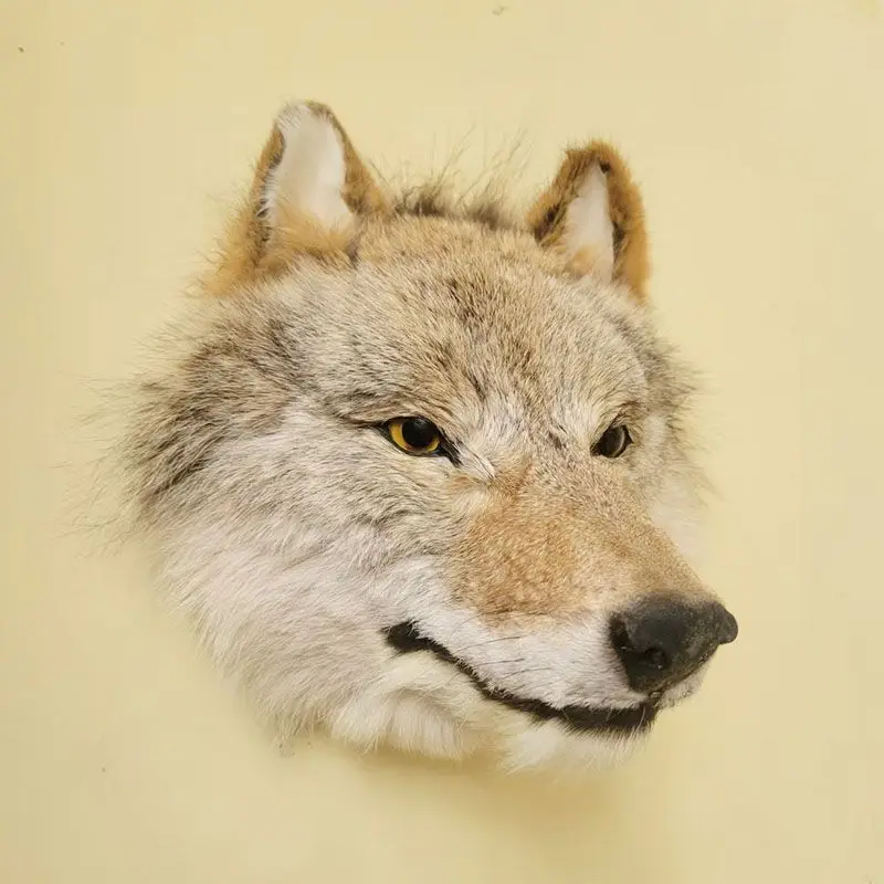 1:1 Scale Realistic Wolf Head Animal Wall Hanging, Handmade Ethnic Bar Decor