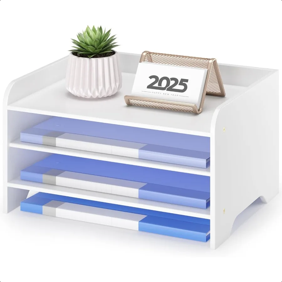 

Desk File Organizer 4Tier Desktop Paper Mail Organizer Document Holder for Home Office plies Office Desk Accories Workspace Whi