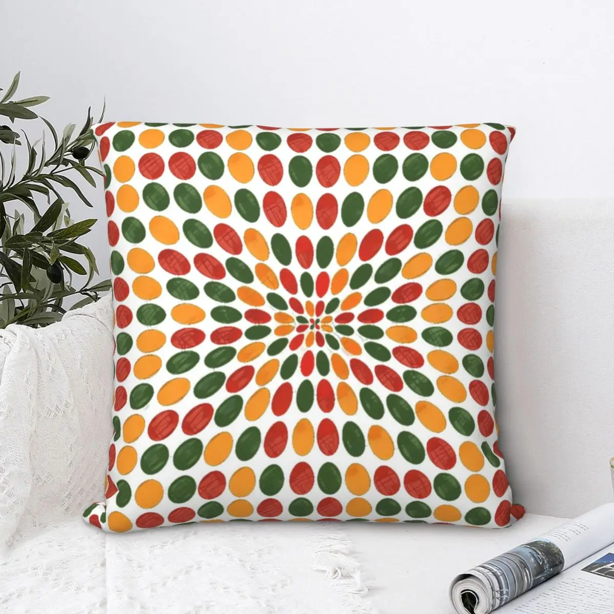 Pattern With Red, Green And Yellow Dots Square Pillowcase Polyester Pillow Cover Velvet Cushion Decor Comfort Throw Pillow Home