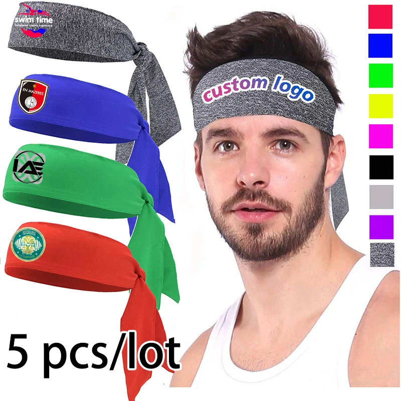 5 pcs/lot custom headbands with logo headtie comfortable fabric Hair Cool Head Tie sports Headband for men