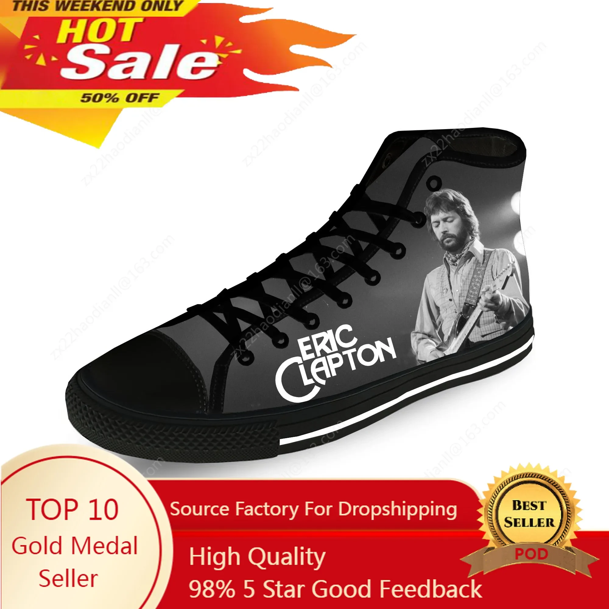 

Eric Clapton High Top Sneakers Mens Womens Teenager Casual Shoes Canvas Running Shoes 3D Print Breathable Lightweight Shoe Black