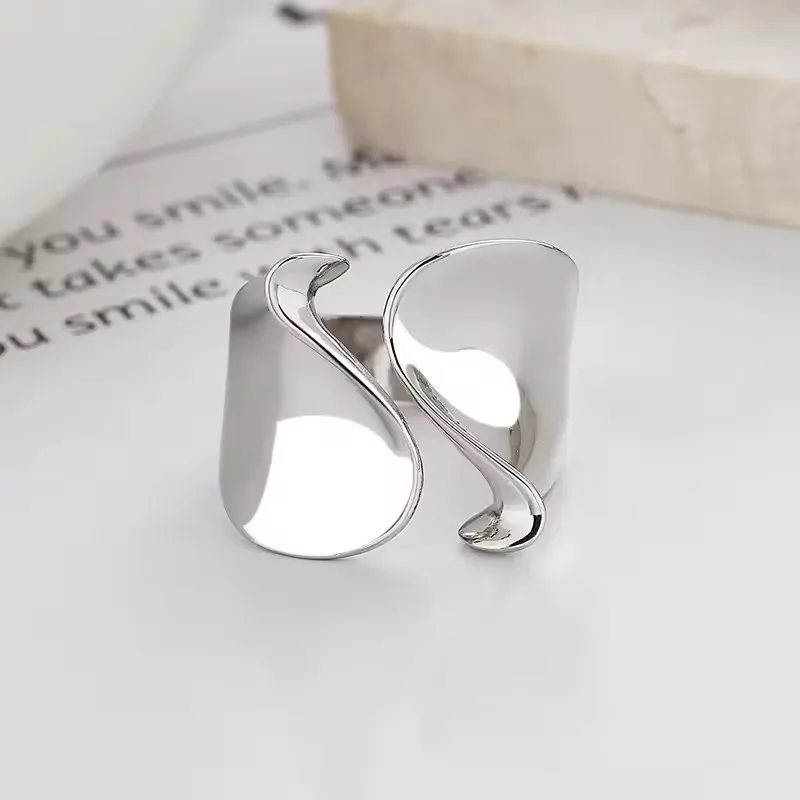 925 Sterling zilveren ringen voor vrouwen paar minimalistische handgemaakte eenvoudige grote ring partij sieraden cadeau voorkomen allergie
