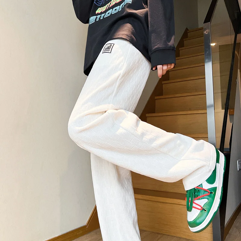 Spring Casual Pants Men Fashion Straight Plaid Pants Men Streetwear Hip Hop Loose Wide Leg Pants Mens Vintage Trousers M-3XL