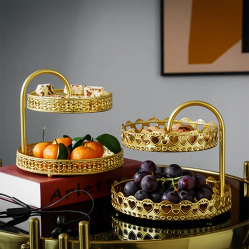 Nordic Double Layer Fruit Plate Cosmetics Storage Tray Jewelry Earrings Rack Holder Display Stand Drop shipping