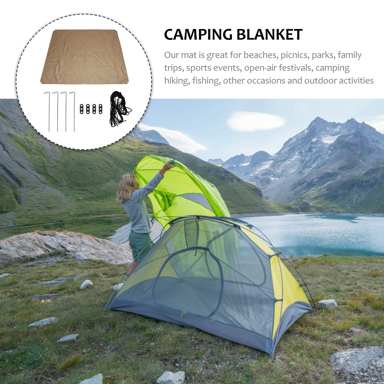 

Sky Curtain Picnic Mat Waterproof Blanket Outdoor Comfortable Camping Inflatable Pad Portable Backpack Sleeping
