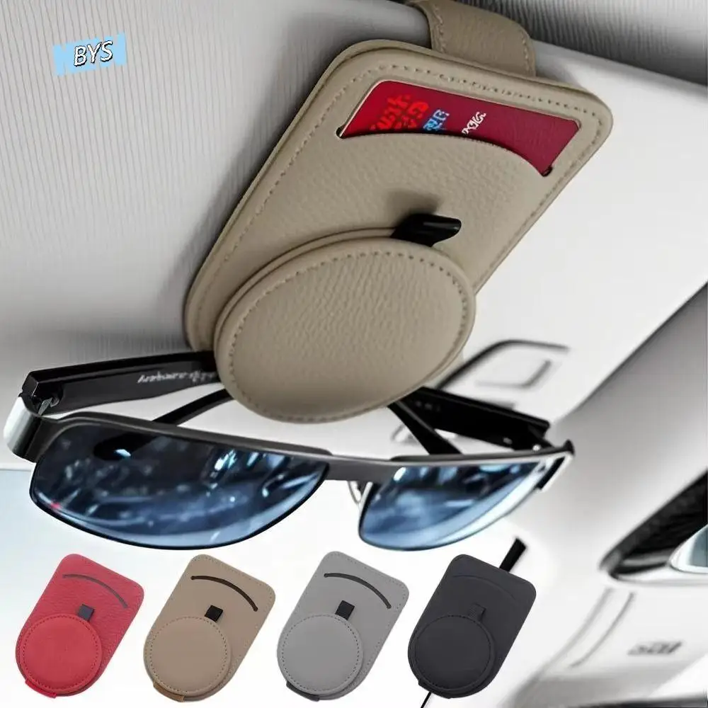 

Cowhide Leather Car Glasses Clips Multifunctional Storage Magnetic Sun Visor Sunglasses Frame Wear-Resistant Compact Size