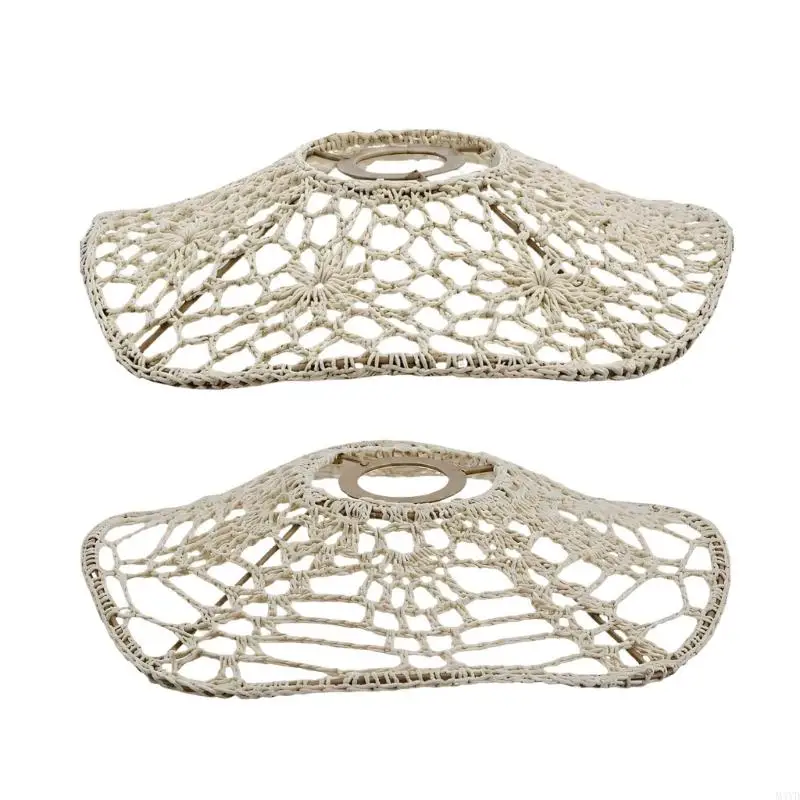 Openwork Rope Lamp Shade with Cotton Exterior, Distinct Iron Frame Structure, and Round Flared Decorative Profile M4YD