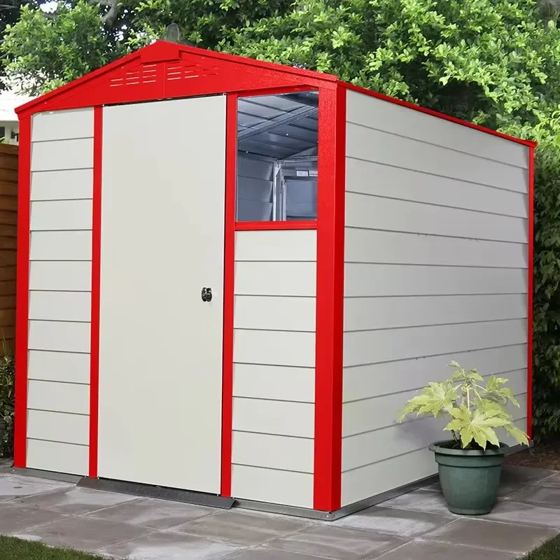 Metal Garden Storage Shed Pre assembled Outdoor Tool House with Double Hinged Doors for Backyard Organization and Secure
