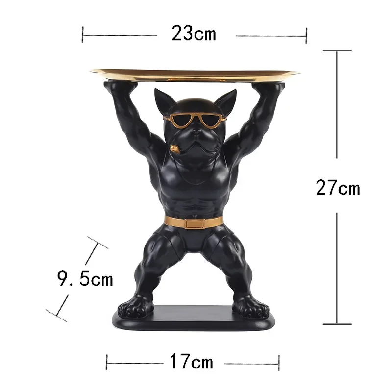 Interior Decoration Dog Figurines Ornaments French Bulldog Tray Statue Table Decoration Resin Animals Dog Figure Sculpture