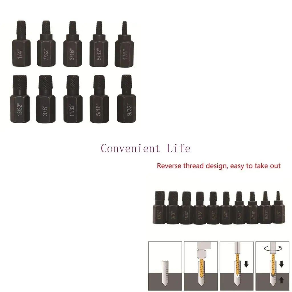 L1EE 10 قطعة مجموعة مستخرج المسمار الثقيلة مجموعة مستخرج المسمار والمسمار لإزالة البراغي المكسورة والمسامير والأزرار والتجهيزات، #1