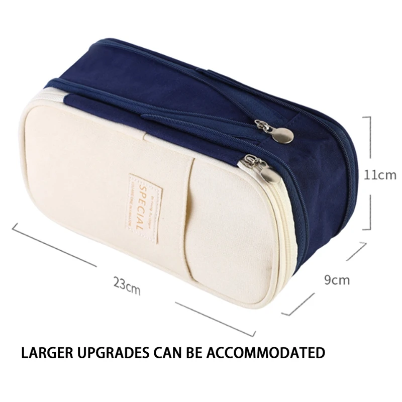 Sac à Crayons Macaron à Double Couche, Étui de Rangement pour Poudres