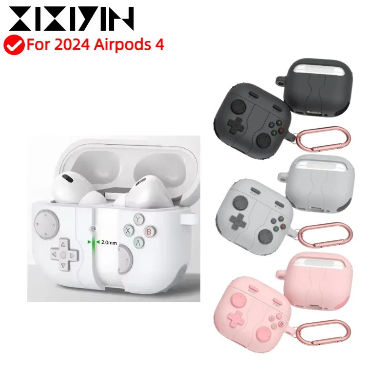 

XIXIYIN Liquid silicone Case 3D games Button console Advanced design protective case For 2024 Airpods 4 Anti fall with keychain