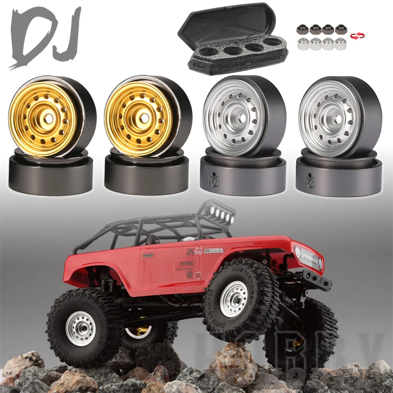 

DJ Racing 1 в металлическая Ступица колеса обода шины для AXIAL SCX24 FCS24 T4M 1/24 1/18 радиоуправляемая модель автомобиля гусеничный аксессуар