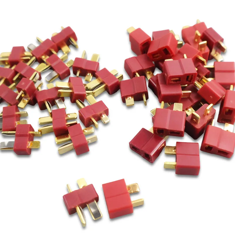 10/20PCS Plastic Shell With Copper Core Red T Plug MaleFemale Deans Connectors Style For RC Spare Parts truck boat