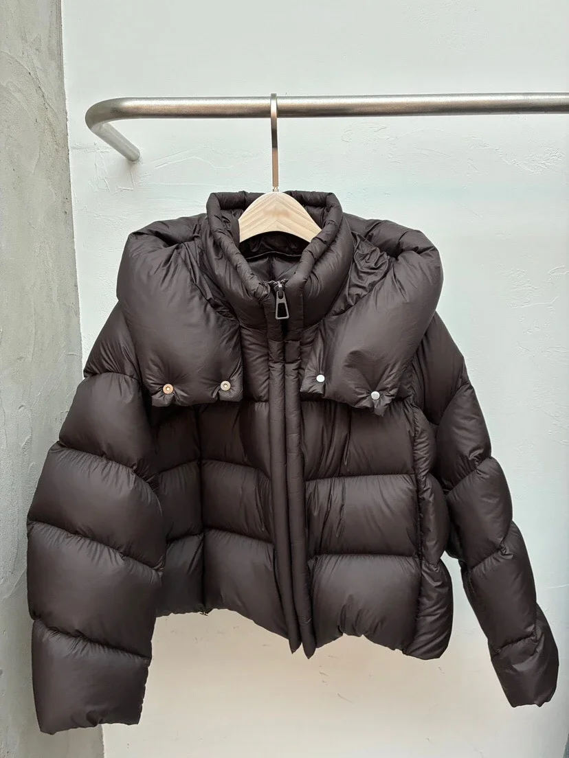 Puff Down Jacket Women New Arrival Women's Short Zippered Hooded Loose White Duck Down Coat for Cold Winter