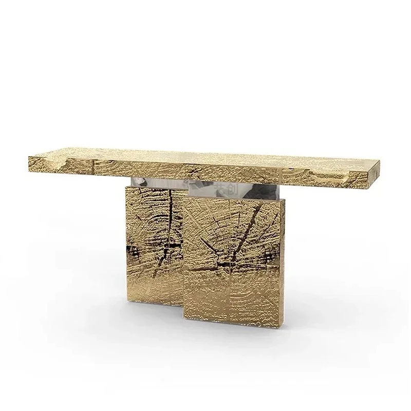 Italian light luxury marble entrance table, villa home corridor against the wall rectangular entrance table