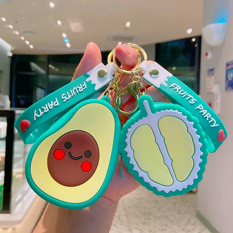 Cartoon Kawaii Fruit Series Silicone Coin Purse Creative Cute Portable Storage Bag Coin Purse Car Keychain Pendant Kids Gifts