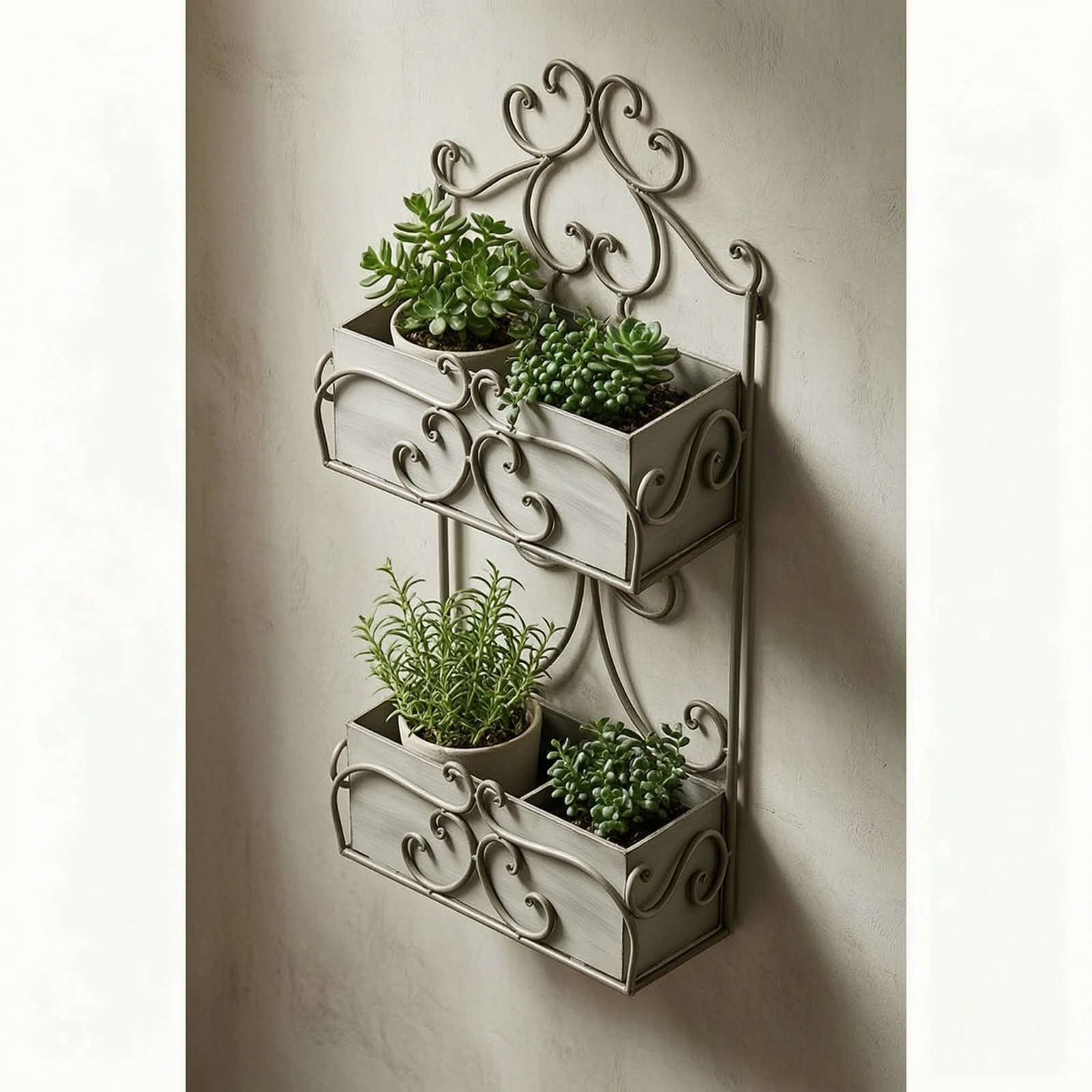 Wall-Mounted Plant Shelf Vintage Wall Planter Flower Display Stand Space-Saving Rack Outdoor for Gardeners, Balcony, Patio