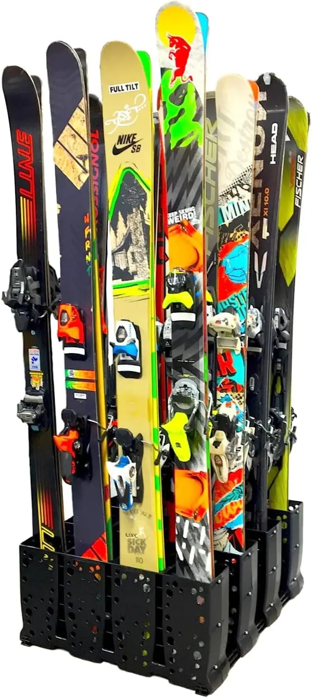 Ski Storage Rack, Freestanding 16 Ski Stand, Wide Skis