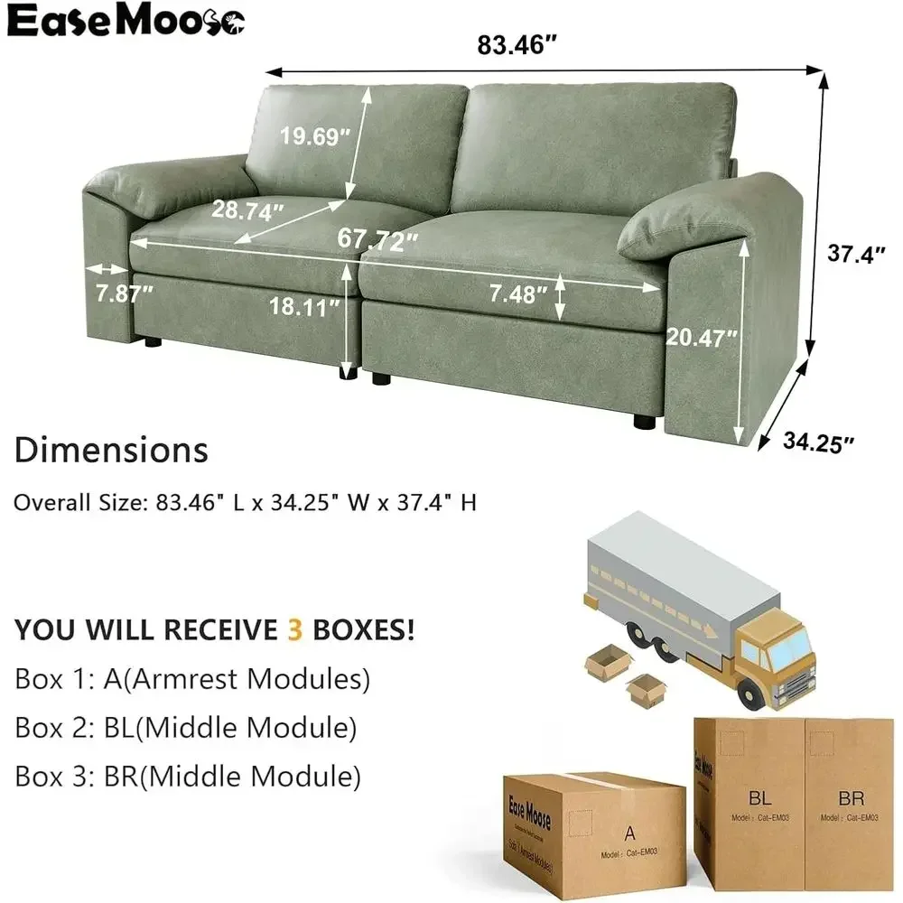 Loveseat Soa or Living Room,Oversized Deep Seat ular Sectional,Classic Comy 2 Seater Soas,Scratch Resistant aux Leather Couch or