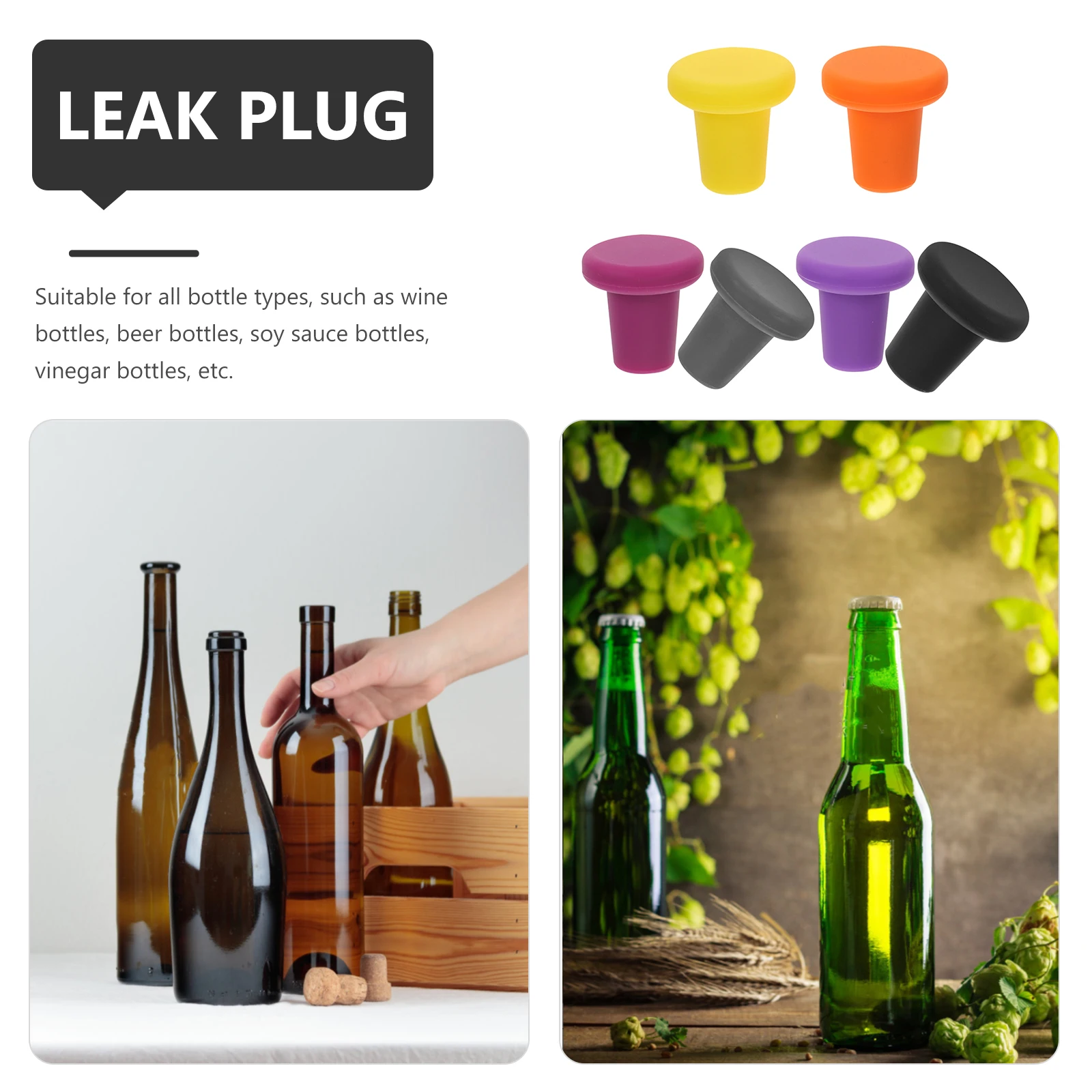 

6 Pcs Caps for Silicone Stoppers Plug Beer Beverage Sealer No Beverage Bottle Sealer Replacement Rust Kitchen Bar