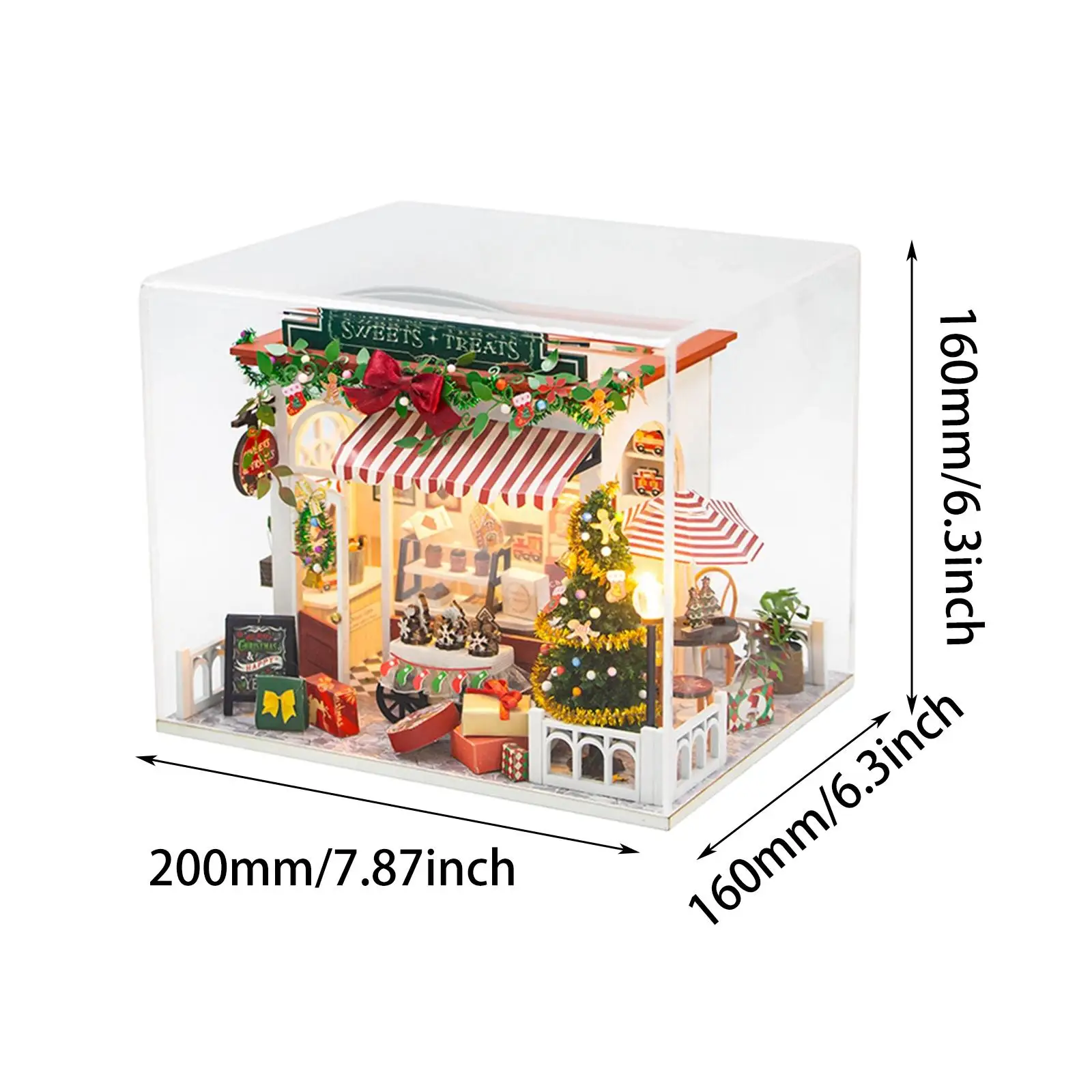 Kit fai da te per casa delle bambole di Natale Puzzle in legno 3D multifunzionale con luci