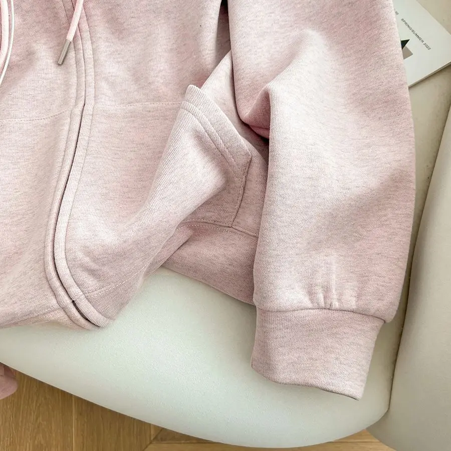 Koreaanse Sle Zoete Roze Hoodie Jaet Loose Fit Mannen Vrouwen Herfst Winter Faion Ontwerp Afslanken Top Trendy Streetwear