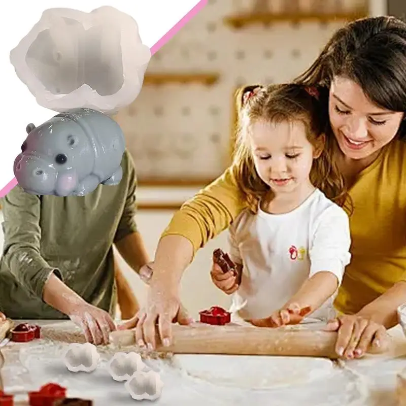 Hippo Mold Chocolate Decorating Cute Hippo Mold Fondant Cake Sugar Craft Molds Safe Multi-Functional Baking Cake Mould