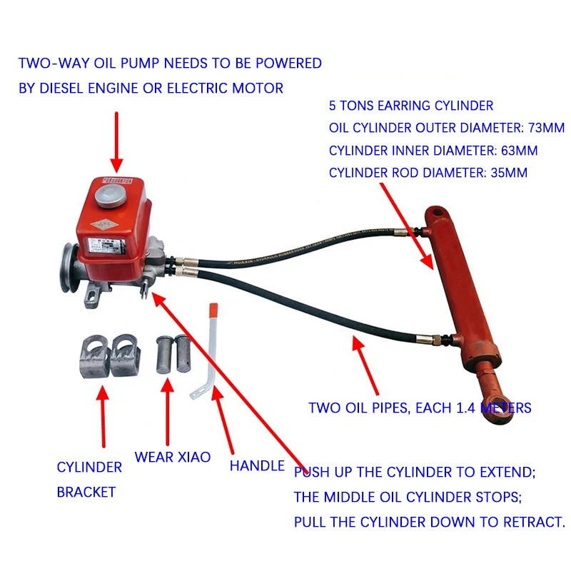 Modified firewood machine press equipment two-way cylinder oil pump two-way hydraulic pump stroke 250MM