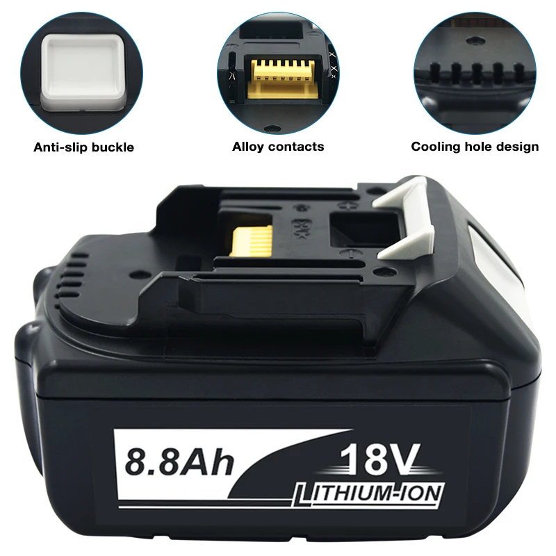 3PCS 18V 8800mAh Li-ion Rechargeable Battery for Makita BL1860 BL1840 BL1850 BL1830B LXT 400 TD140D BDF454 BL1815 BDF451 BHP453