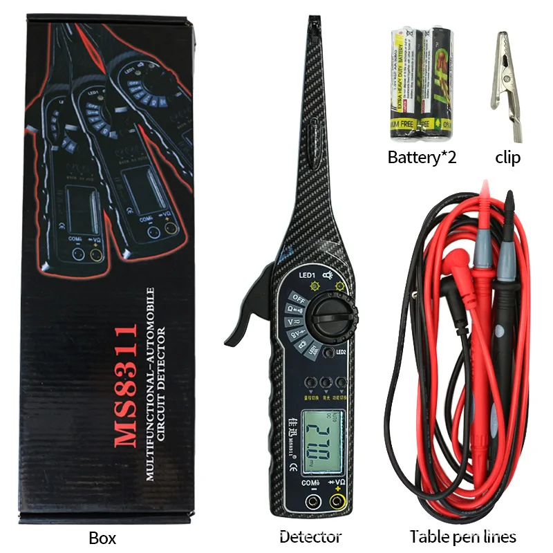 Auto Repair Multimeter, Automobile Free Wire Breaking with Hook Needle Test Lamp Line Tester