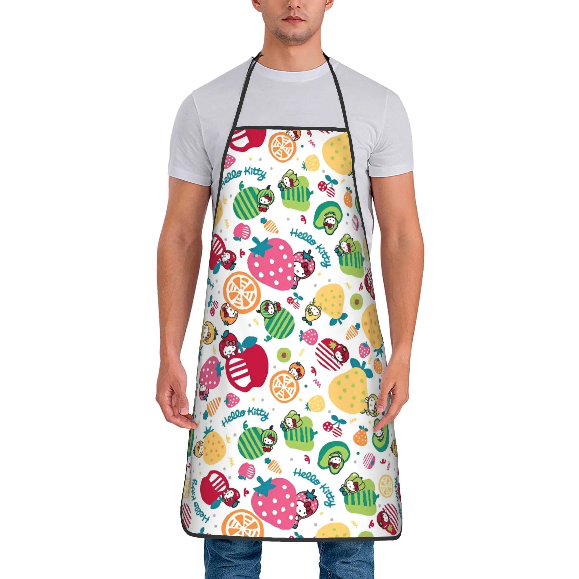 

Hello Kitty Fruit Polyester Aprons Kawaii 52*72cm Kitchen Household Bib Tablier Restaurant Pinafores for Adult Chef