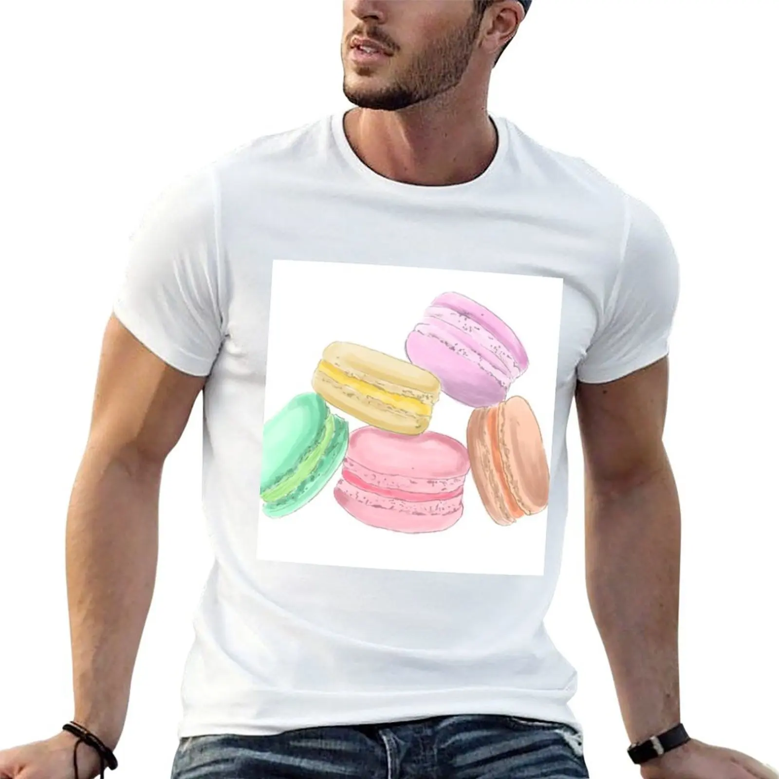 

Macaron - Cute Pastel Watercolor Delicious Macron T-Shirt t shirts for man graphic funny man t shirt heavy cotton T-Shirt