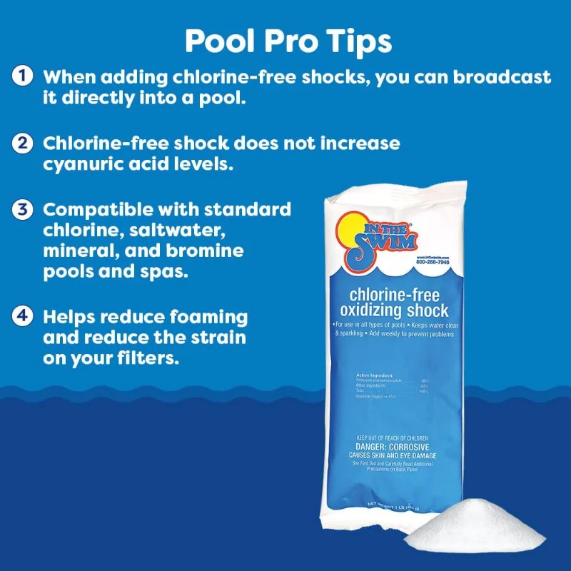 In The Swim Chlorine-Free Pool Shock - Quick Dissolving, Fast-Acting, Shock-Oxidizer for Swimming Pools, Spas