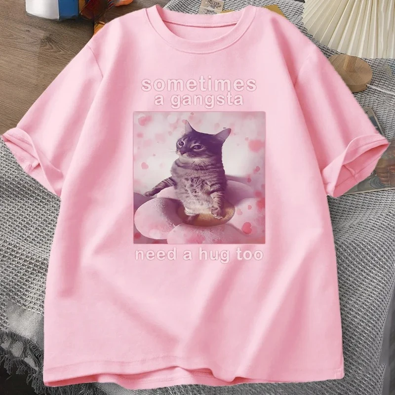 أحيانًا من العصابات تحتاج إلى عناق مضحك القط ميمي تي شيرت المرأة جوفي آه تي شيرت Y2k الجرافيك بلايز المتضخم تي شيرت Y2K #5