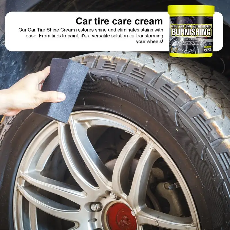 300g Car Tire Retreading Cleaning Cream Auto Plastic Agent Anti-Aging Brightener Paste Shiny Tire Maintenance Polishing Par