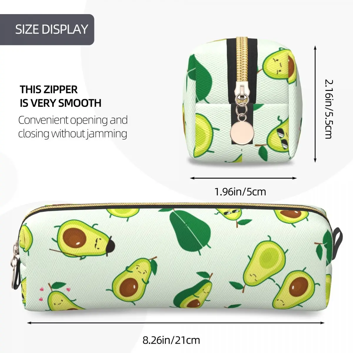 الكلاسيكية لطيف الأخضر الأفوكادو مقلمة الأفوكادو عاشق صندوق رصاص صندوق القلم للطلاب أكياس قلم رصاص مكتب سستة القرطاسية